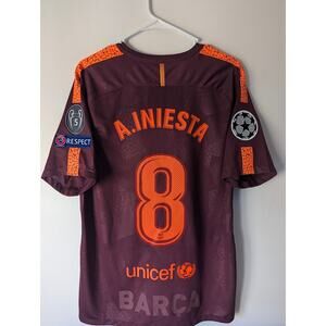 Barcelona Iniesta 2017/18 Third Authentic Jersey Large UCL Patched